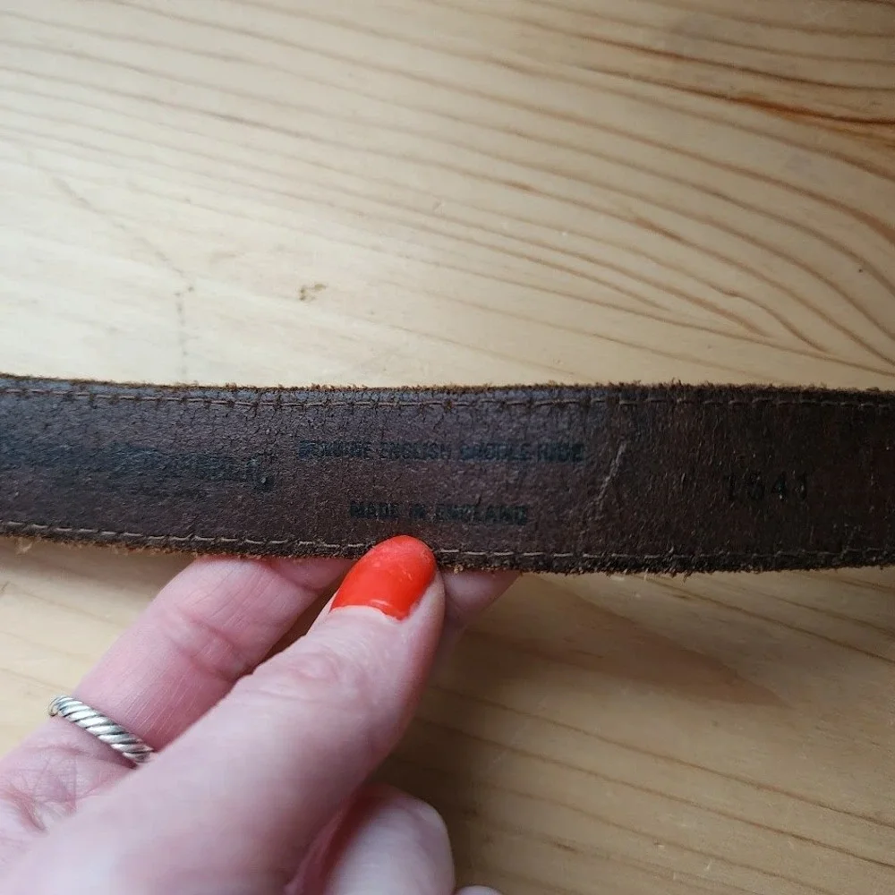 BANANA REPUBLIC 80s English Saddle Leather Belt Western Ranger Silver